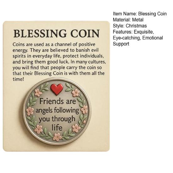 Friendship Blessing Coin Friends Are Angels Following You Through Life Blessing Coin with Emotional Support Card Pocket Friendship Keepsake Gifts