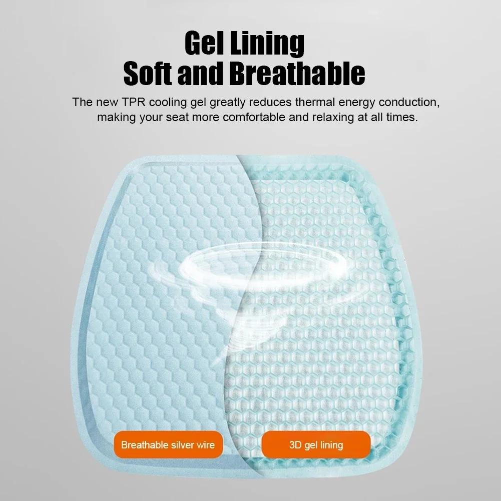 Gel Seat Cushion Cooling Seat Pad Breathable Car Seat Cushion Washable Gel Seat Cushion Game Chair Seat Pad For Summer Driver