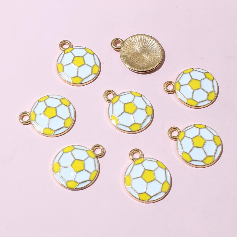 20pcs 16.5x13mm Enamel Football Soccer Small Charms Pendant Zinc Alloy Metal DIY Jewelry Making Accessories Findings