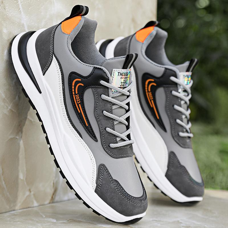Men's shoes spring and summer sports shoes men's 2026 new leather waterproof and non-slip black casual shoes men's running dad shoes