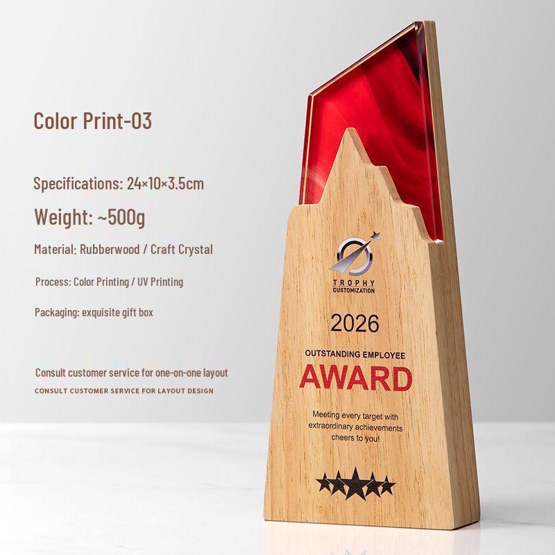 

YILIMENG Wooden Crystal Award Trophy Standard