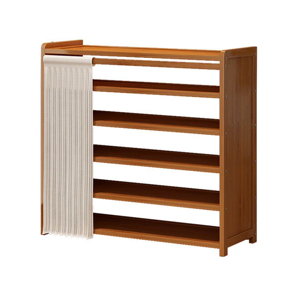 6-Layer Multifunctional Shoe Shelf with White Gauze Curtain Wooden Dustproof Organizer Space-Saving for Bedroom Entryway Living 14190₽