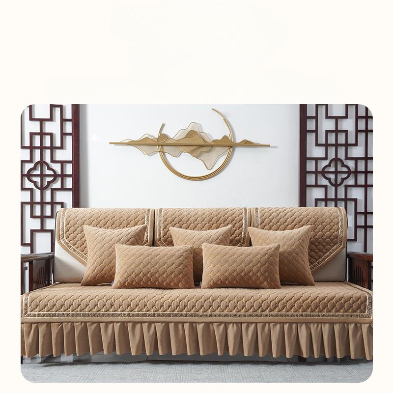 Winter Chinese Sofa Cushion Thickened Non-Slip Cover Cover Four Seasons Universal Solid Wood Cushion Furniture Rosewood Plush Cover Cloth