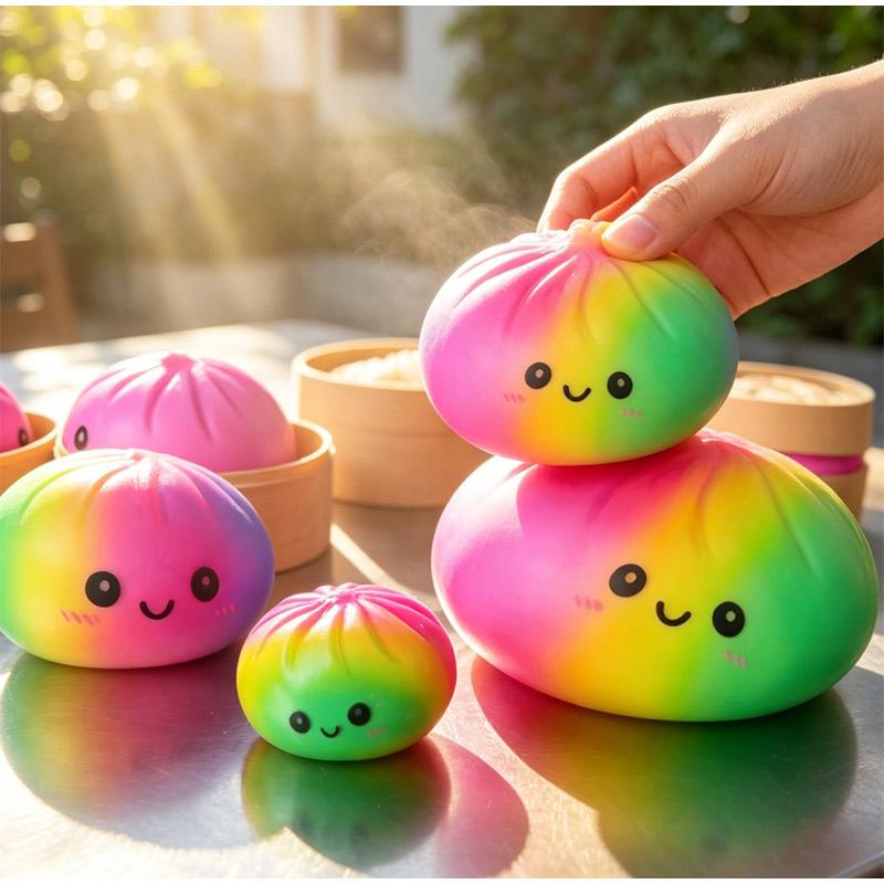 25Cm Simulation Color Bun Dumplings Extrusion Toy Reusable Slow Rebound Decompression Dough Relieve Anxiety Bun Party Gift