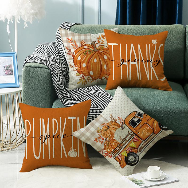 Herbst Bedruckt Ins Style Nachttischkissen Kissen B&B Wohnzimmer Sofa Buchstaben Kürbis Auto Kissenbezug