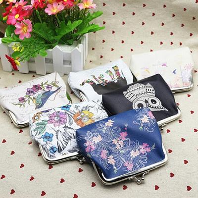 Pochette portamonete porta carte mini portafoglio da donna con fiore uccello
