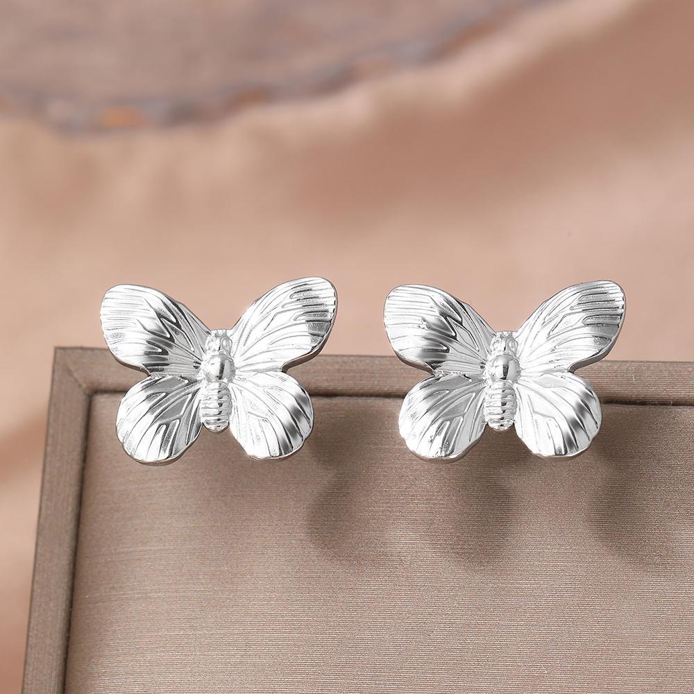 

Серьги из нержавеющей стали Романтичный изысканный дизайн Очаровательная гравировка бабочки Модные серьги для женщин Циркон Подарок для вечеринки Повседневная носка