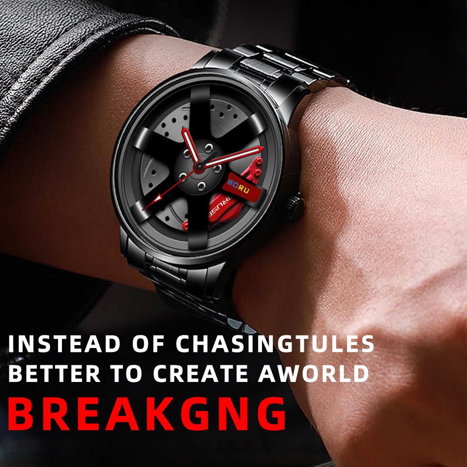 Casual Men's Watch Stainless Steel Watch Fashion Business Men's Watch Sports Watch Personality Watch Quartz Watch Car Hub Watch