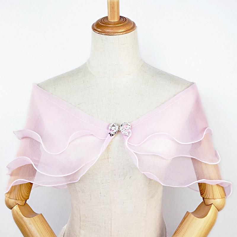 1Pc Solid Color Forest System Shawl Fashion Wedding Gown Versatile Bow Button Thin Style One Shoulder