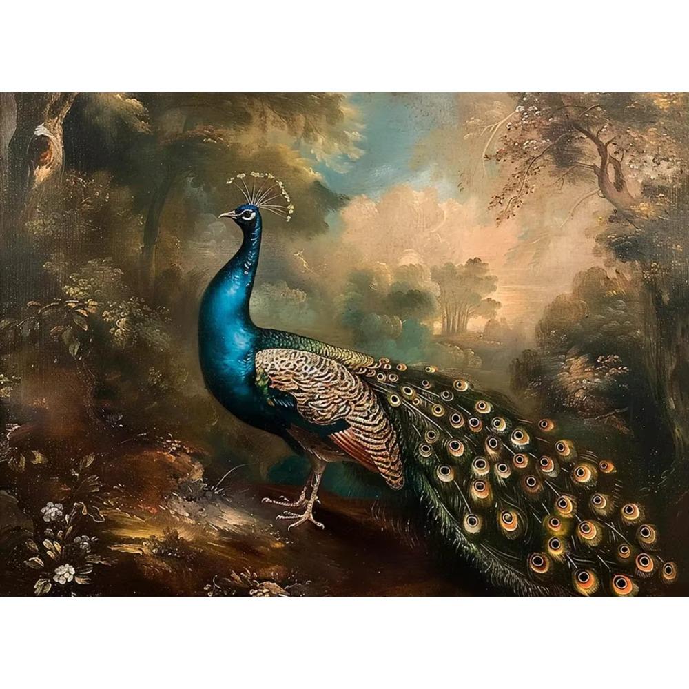 Canvas Dark Forest Wildlife Fox Lion Black Swan Retro Posters Prints Wall Art Picture Living Room Home Decor Wall Decor