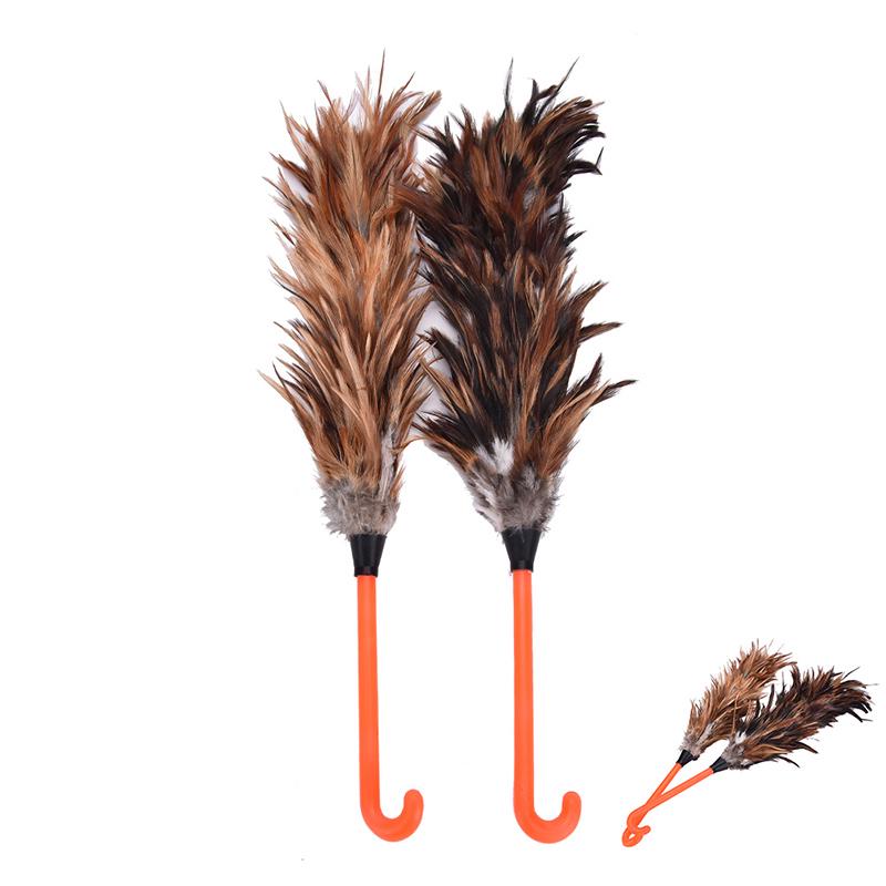 Feather Fur Brush Duster Dust Cleaning Tool Plastic Hooked Handle 45Cm