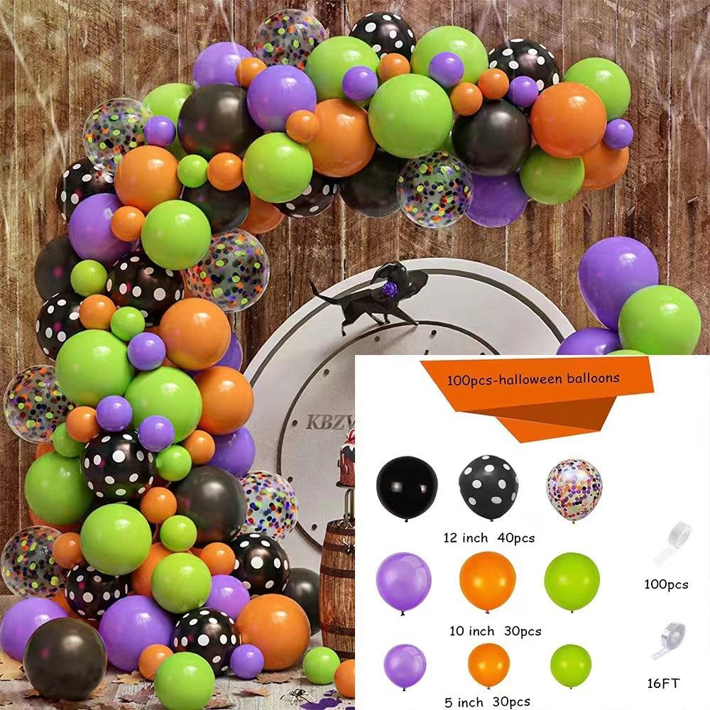 Halloween Balloon Arch Set Halloween Balloon Party Background Decoration Aluminum Film Latex Balloon Set