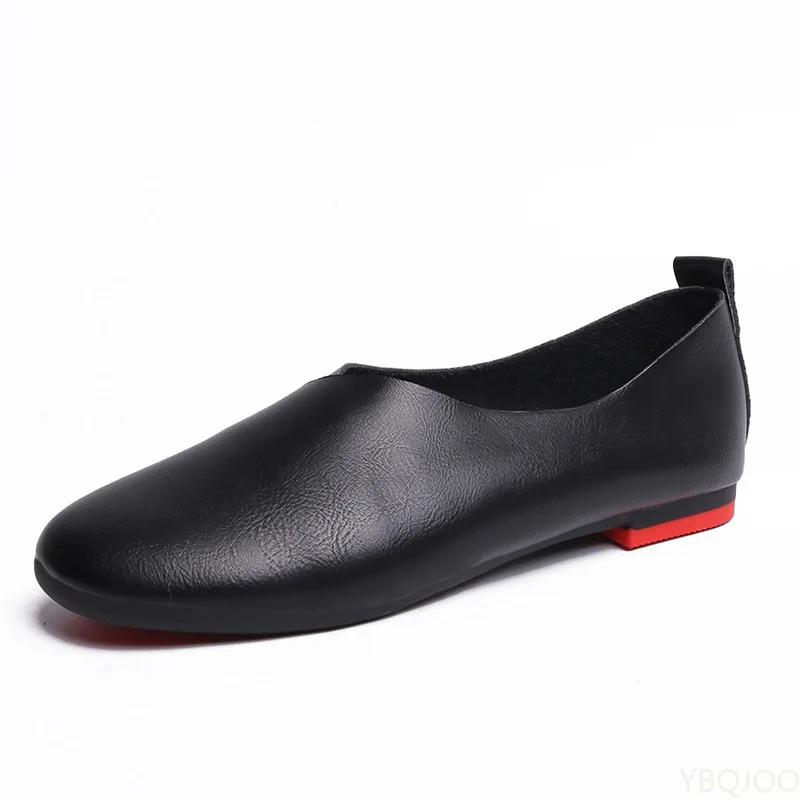 Fashion 2025 Genuine Leather Flat Shoes Woman Hand-sewn Leather Loafers Cowhide Flexible Spring Casual Shoes Women Flats Women Shoes