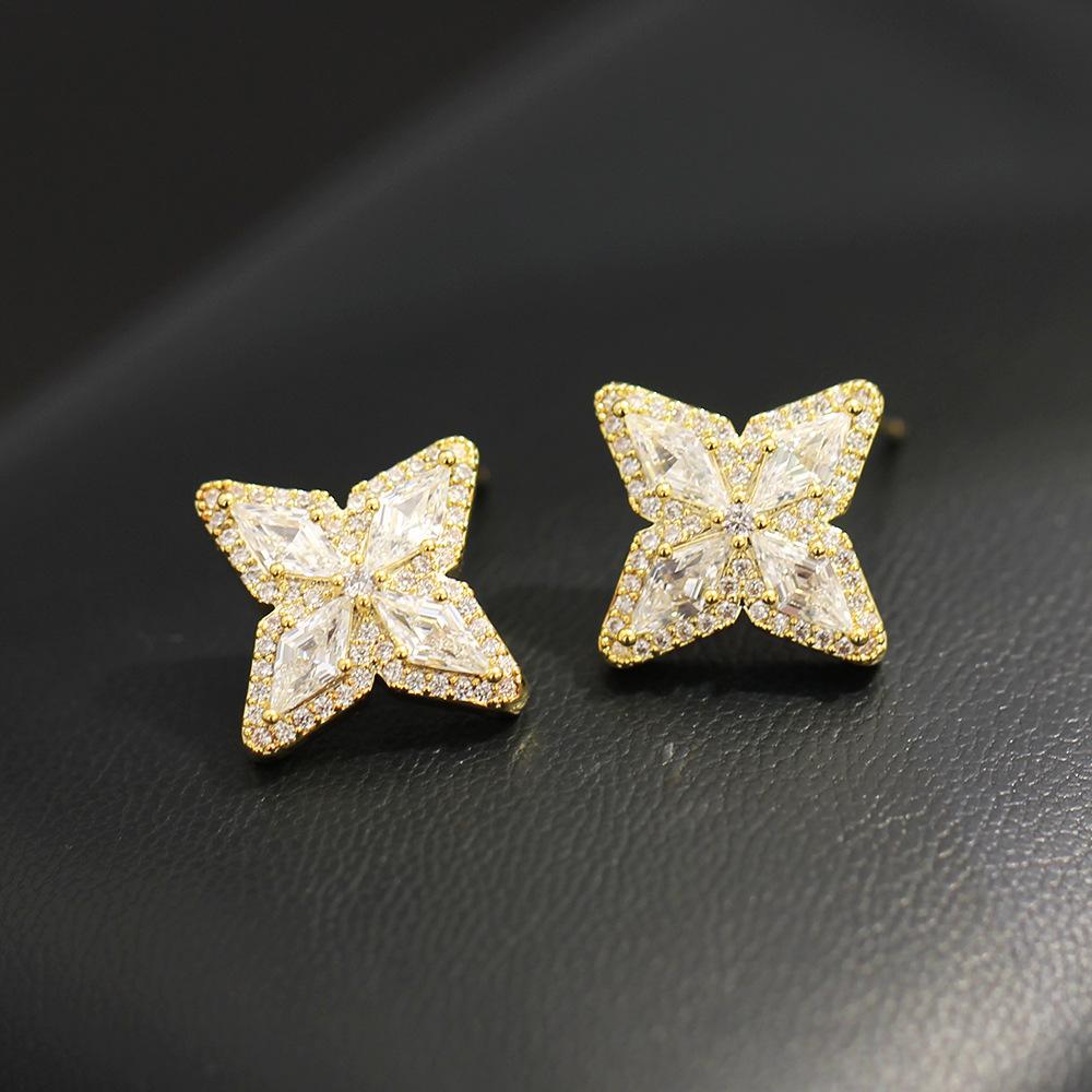 Super Sparkling Zircon Star Stud Earrings for Women's Light Luxury High-end Earrings, Super Fairy, Beautiful, Good-looking Temperament, Atmospheric Ea