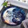 Snow Leopard Round Area Rug,Carpet Rug for Living Room Bedroom Sofa Playroom Decor,Non-slip Floor Mat