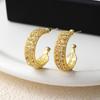 French Light Luxury Super Fairy Diamond-Set Hollow C-Shaped Earrings Women'S Fashion Temperament Advanced Sense Of Personality Elegant Earrings