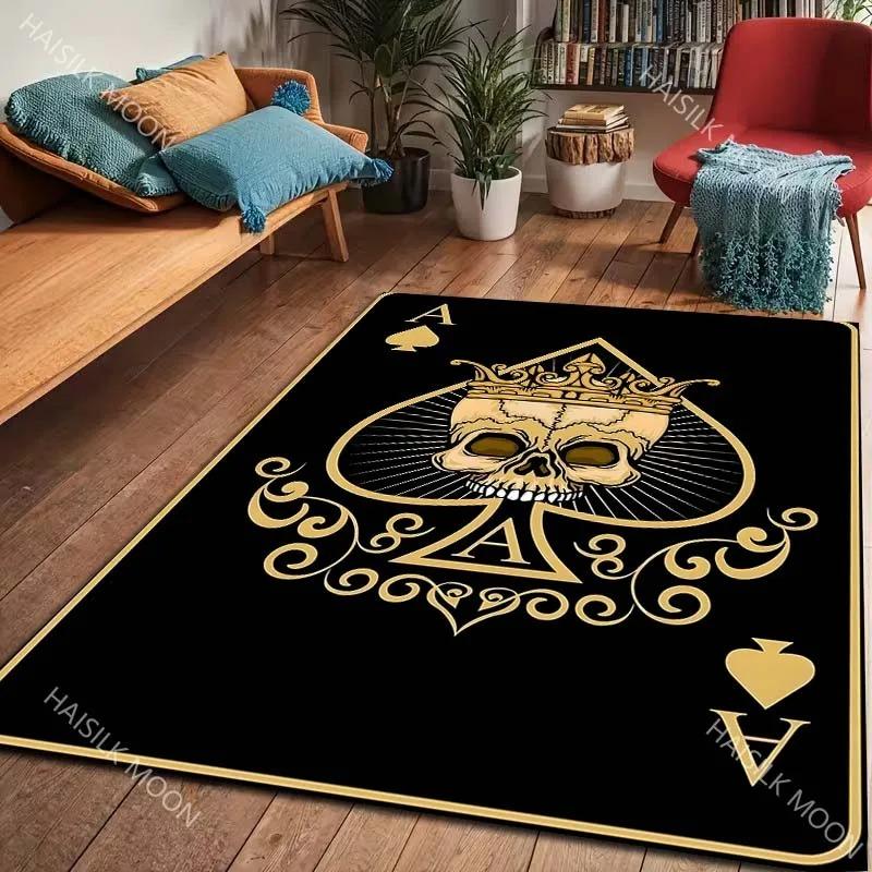 6 Style Black Card Club Ace Pattern Carpet for Living Room Bedroom Sofa Home Decor Non-slip Floor Mat Coffee Tables Area Rug