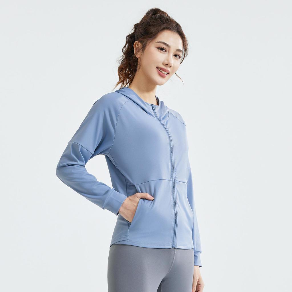 Hooded Sports Coat Women's Loose Running Smock Large Size Fitness Wear Long Sleeve Yoga Wear