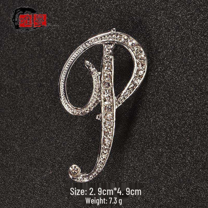 Men's Suit Jacket Brooch: Elegant English Letter Pin for a Stylish Touch