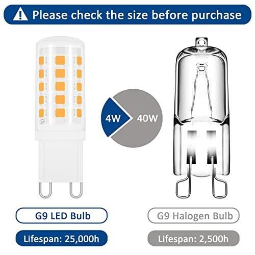 Ampoule G9 LED 4W Blanc Chaud 2700K, 400LM, Équivalent Halogène G9 40W 33W, 360 Degrés, AC 230V, LED Lampe G9 Chaud pour Applique