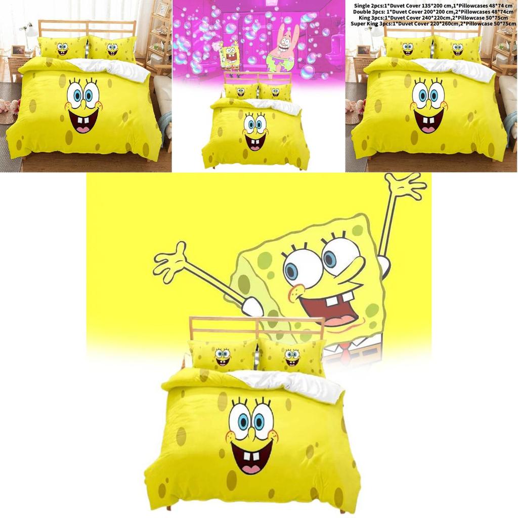 Spongebob Squarepants Bedding Set With Polyester Fabric For Kid And Teens Sleep Decor