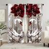 2pcs Floral & Swan Art Sheer Polyester Rod Pocket Curtains – Light Filtering for Living Room   Bedroom & Office