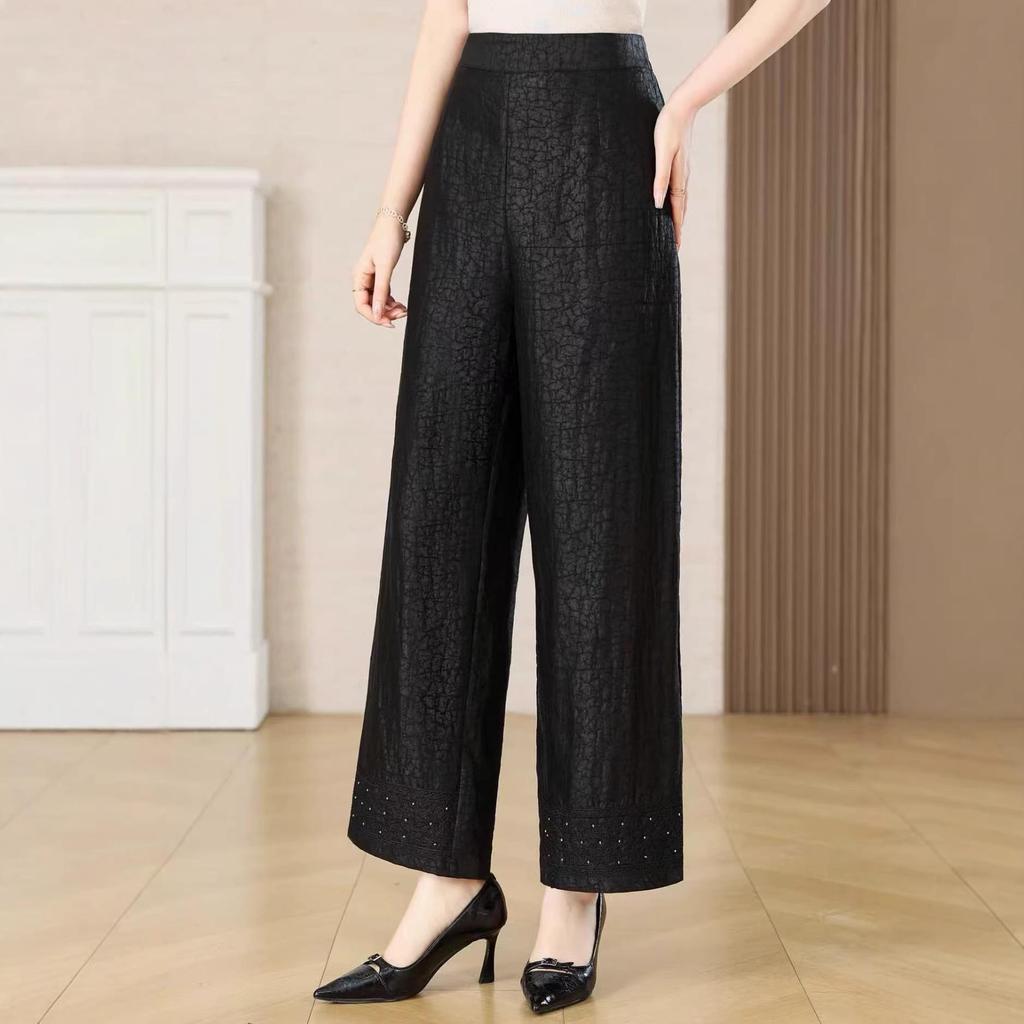 2026 Mulberry Silk Xiangyunsha Cracked Pattern Straight-Leg Pants - 100% Real Silk, Good Drape, Versatile Casual Fashion