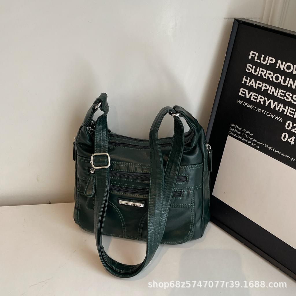 2025 New Fashion Retro Large Capacity Crossbody Bag Women's Trend Versatile PU Soft Leather Casual Lightweight Shoulder Bag