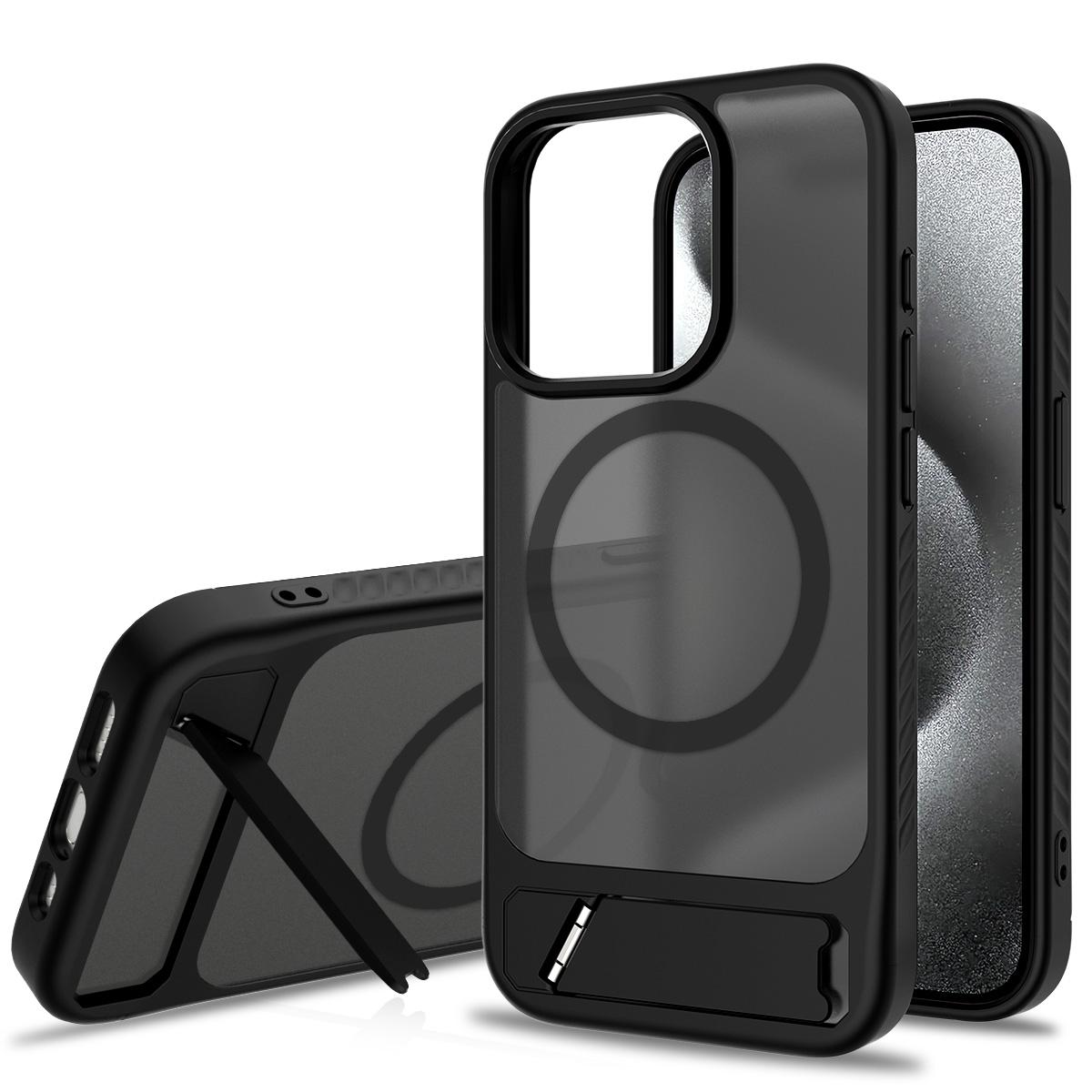

Case with Stand Holder for Iphone 16E 16 E 15 Pro Max 14 Plus 13 12 Magsafe Mag Safe Kickstand Matte Military Drop Protection Phone Cover Accessories iphone 12 чёрный