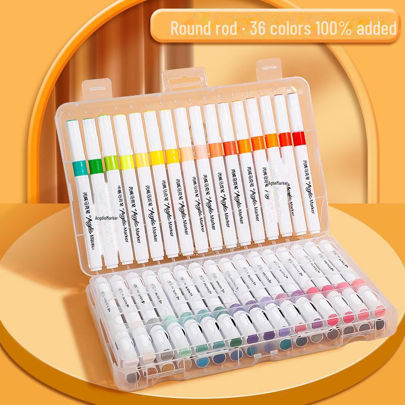 Set marker acrilic rezistent la apă, 48-60 de culori, vârfuri speciale pentru pensule pentru graffiti netransparent și picturi colorate.