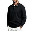 Men Patchwork Collar Sweatshirt Long Sleeve Button Pullover Tops Autumn Winter Casual Loose Fit Men's Sweatshirts Daily Male Clothing