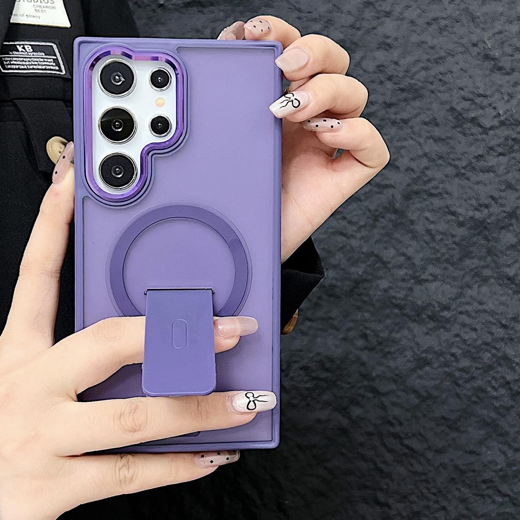 Samsung S24ULTRA Matte Textured Phone Case S23 Wireless Magnetic Stand Protective Cover