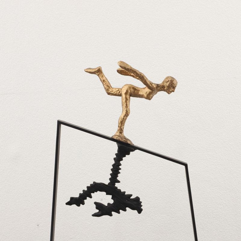 Minimalist Metal Character Ornaments, Abstract Art, Three Person Cast Iron Figures, Reflective Sculpture Models, Home Decoration