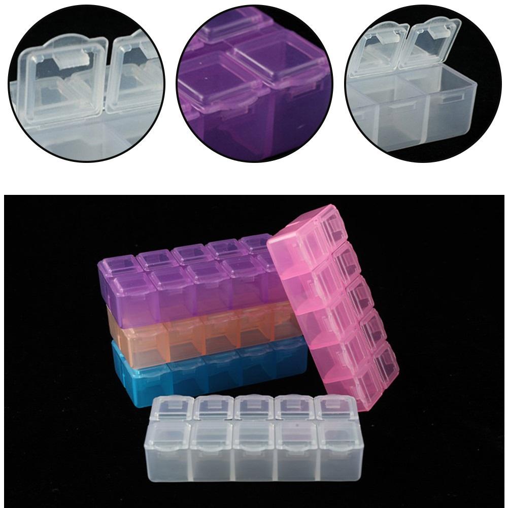 Versatile 10 Grids Plastic Storage Box for Makeup Pills and Small Parts