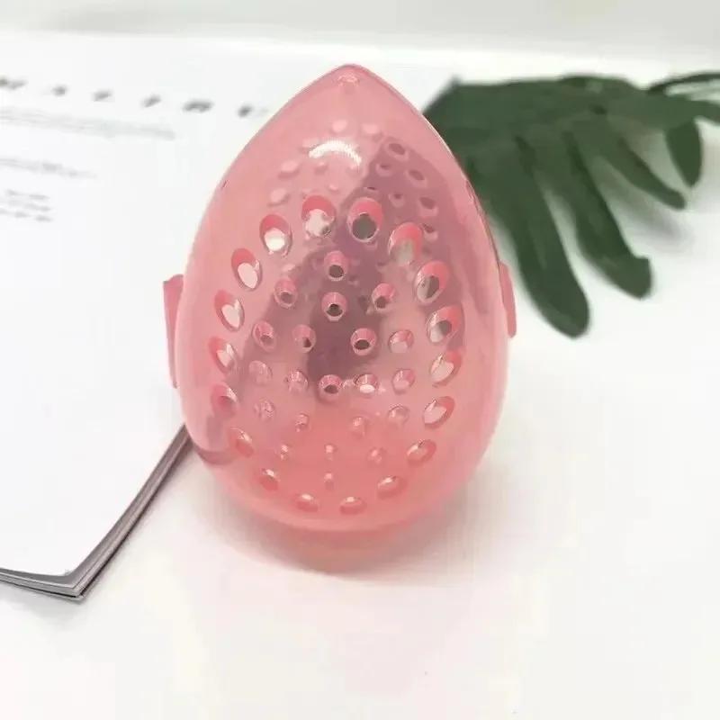 Empty Makeup Sponge Storage Box Plastic Egg Shaped Cosmetic Puff Organizer Rack Portable Makeup Blender Holder Stand Drying Box
