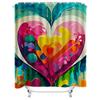 Vibrant Abstract Heart Shower Curtain - Waterproof, Mildew-Resistant, Machine Washable for Artistic Bathroom Decor