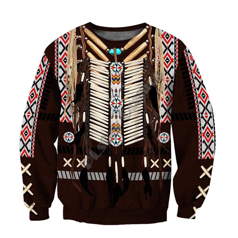 Men's Round Neck Sweatshirt with Style 3D Digital Tattoo Printed Long-sleeved Top
