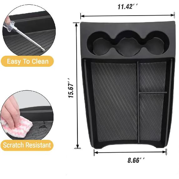 Lower Center Console Organizer With Expanded Cupholders For Rivian R1T/R1S   2024 2025 Floor Console Organizer, Console Storage Box Interior Rivian