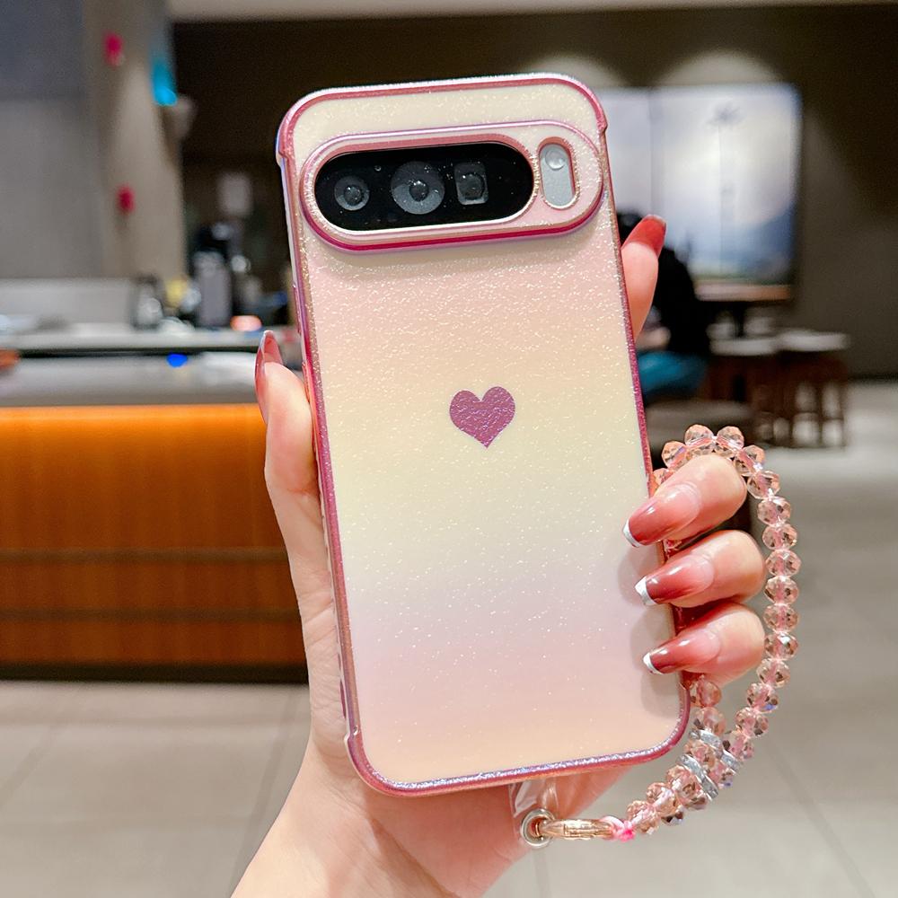 KEYSION Gradient Colorful Phone Case for Google Pixel 10 Pro XL 9 Pro 9A 8A Soft TPU Shockproof Back Cover With Crystal Bracelet