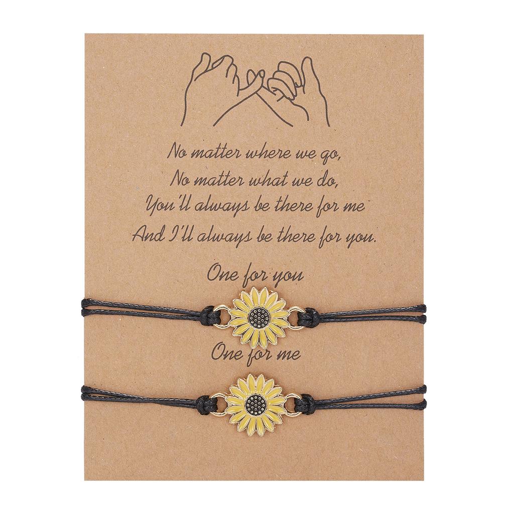 2pcs/set Charm Couple Friendship Bracelet Love Heart Daisy Volcanic Stone Bead Bangles Bracelet For Women Men Lucky Wish Jewelry