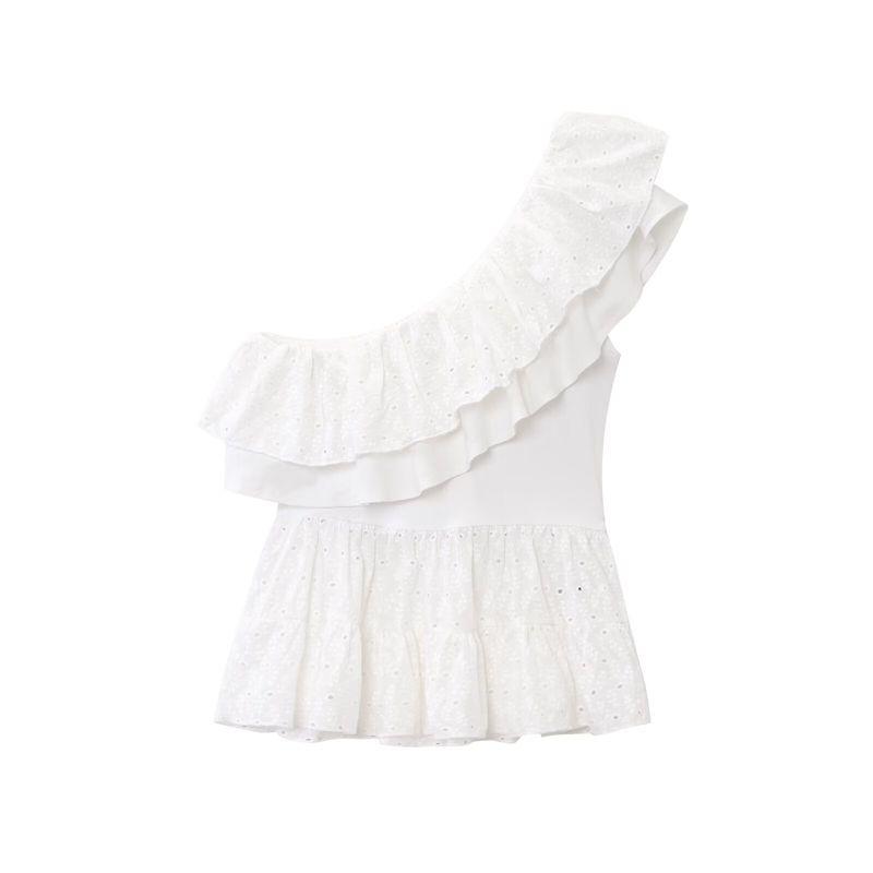 Zbzr Spring New Women Clothes Western Style Embroidery Asymmetric Design Sense Fashion Top 1165272 250