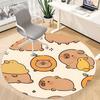 1 Stück Süßer Capybara Büro Runder Teppich, Matte Geeignet Für Büro, Unter Bürostühlen Schlafzimmer Wohnzimmer Heimdekoration, Zimmer Deko
