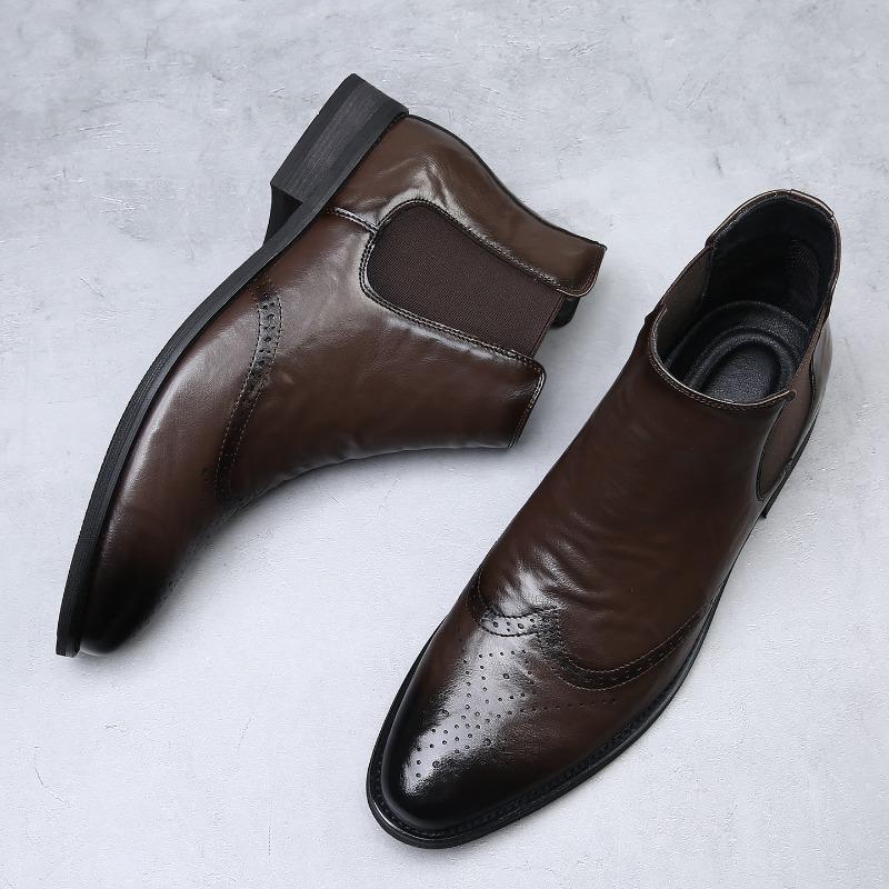 Leather Boots Men's Trend Business Dress High Top Leather Boots Men's Martin Boots