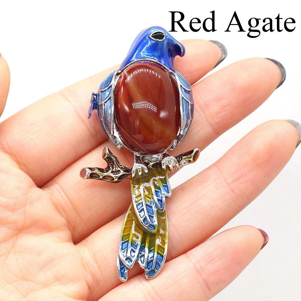 

1 шт., Винтажная брошь-булавка в китайском стиле ручной работы из натуральных камней и кристаллов, перегородчатая эмаль, попугай, подвеска-шарм (2 в 1) | Идеально для вечеринок/повседневной носки/поделок 1Pc/25×67mm