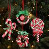 Christmas Lollipop Ornament Colorful Polymer Clay Peppermint Candy Cane Hanging Decoration Xmas Tree Holiday Party Home Decor Festival Gift