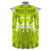 Womens Alien Costume Long Sleeves Front Zip A Line Dress Belt Design Shiny Metallic Outer Space Robot Costume