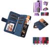Stylish Dual-color Nine-card Zipper Case With Card Holder And Stand For Samsung A14