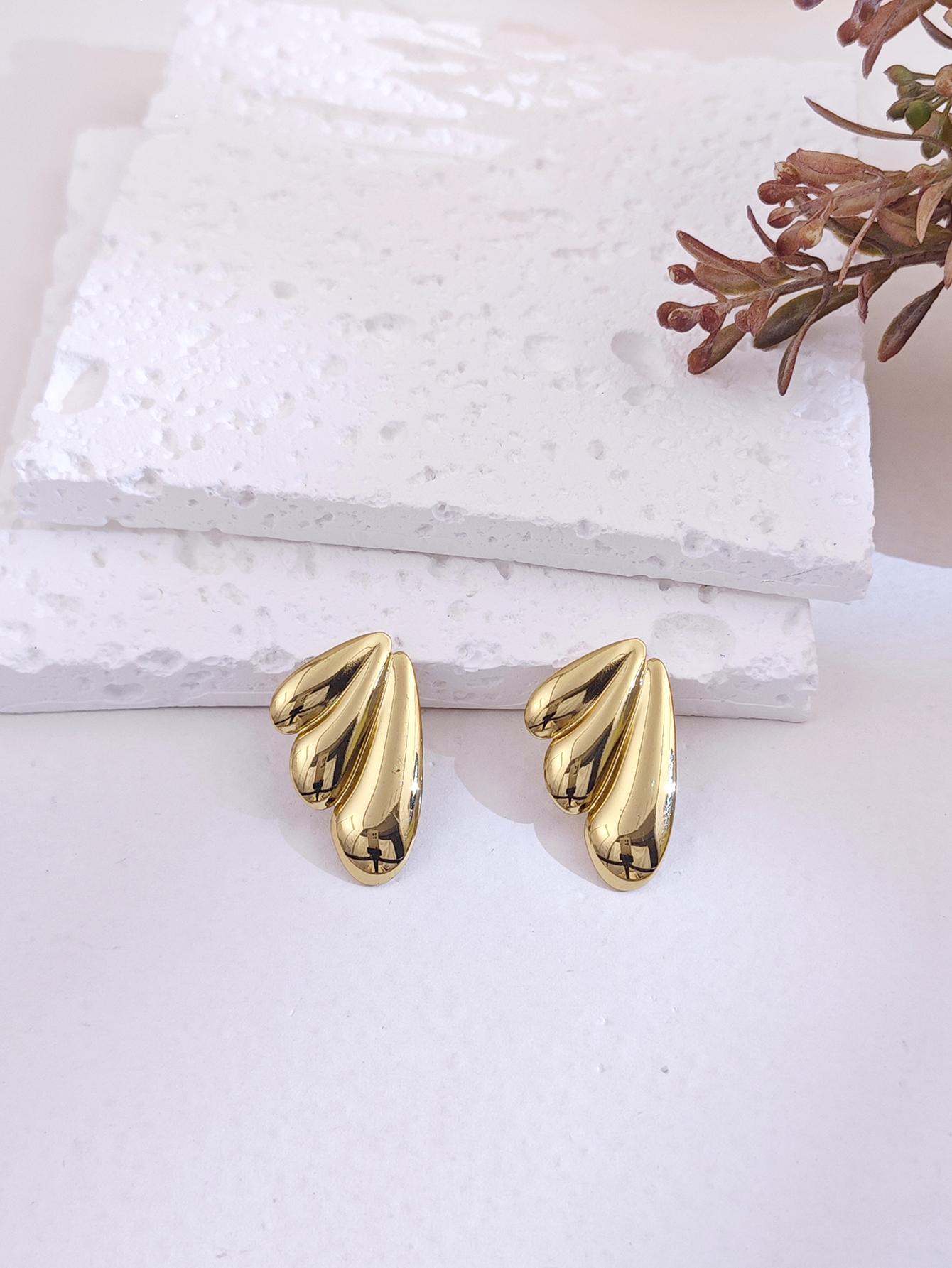 Большие Серьги-Гвоздики для Женщин Винтажные Золотые Акцентные Массивные Серьги-Гвоздики Геометрические Легкие Золотые Серьги Женские Весенние Украшения 1 Pair