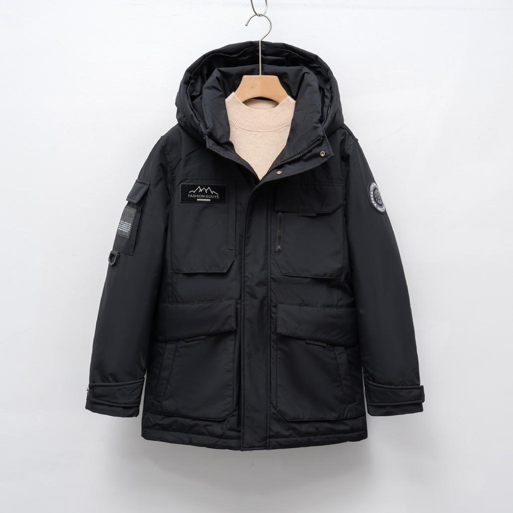 Down jacket hooded thickened tooling Parker down jacket men and women winter fashion cold couple warm