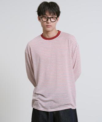 Ousa Color Block Stripe Round Long Sleeve T-Shirt (2 Colors)